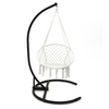 Beige Hanging Chair Handwoven Cotton Hammock Swing for Indoor Outdoor Use Mounting Hardware Backrest សមត្ថភាព 265lbs