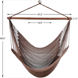 Stor hengek&oslash;yestol med st&aring;lspredere Caribbean hengek&oslash;ye svingstol, hengek&oslash;yestol utend&oslash;rs innend&oslash;rs, 330 LBS Vektkapasitet, brun