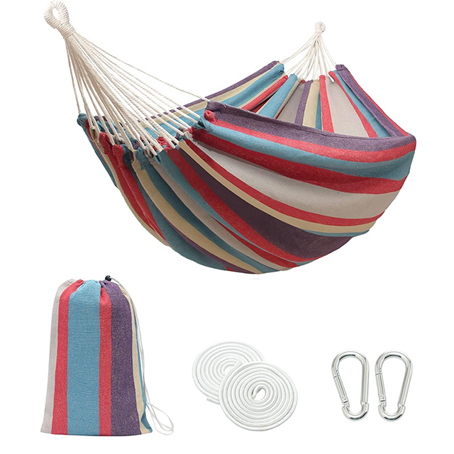 Hamacas de algod&oacute;n con correas para &aacute;rboles para colgar Durable hasta 440 libras Port&aacute;til con bolsa de viaje Perfecto para porche al aire libre Patio Patio trasero Hamaca de viaje Tela c&oacute;moda 