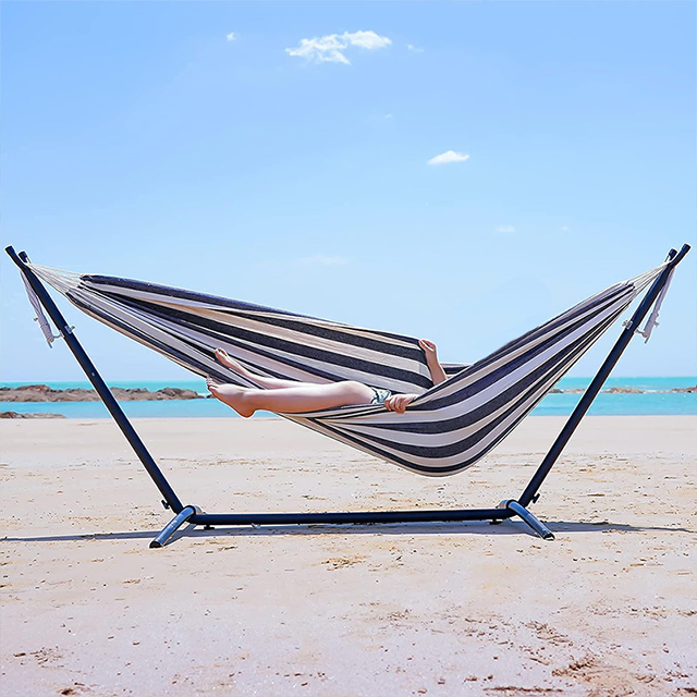 Hamaca doble brasile&ntilde;a con cuerdas para colgar Hamaca port&aacute;til de algod&oacute;n para patio, patio, porche, capacidad de peso de 450 libras, perfecta para exteriores e interiores 