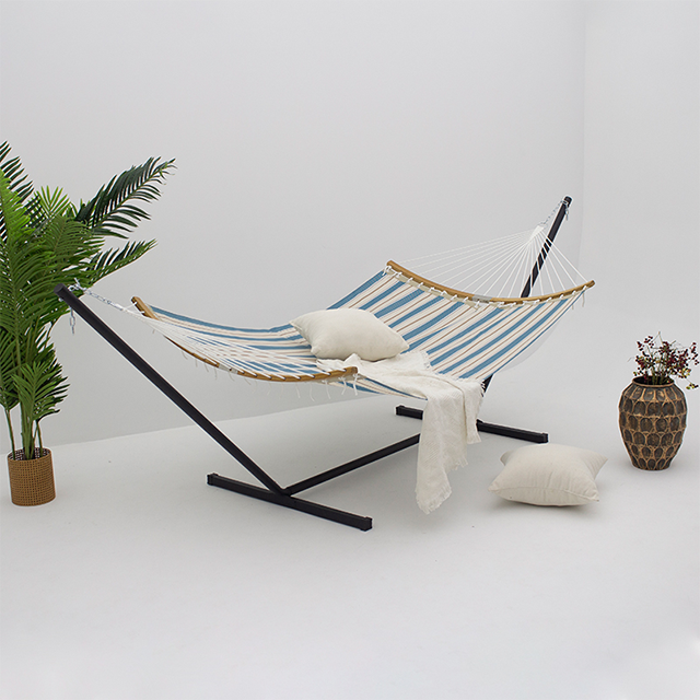 Hamaca doble de 14 pies con barra curvada exterior de bamb&uacute; hamaca de secado r&aacute;pido c&oacute;moda resistente a la intemperie capacidad de 450 libras 