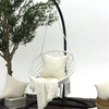 Beige Hanging Chair Handwoven Cotton Hammock Swing for Indoor Outdoor Use Mounting Hardware Backrest សមត្ថភាព 265lbs