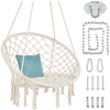 Beige Hanging Chair Handwoven Cotton Hammock Swing for Indoor Outdoor Use Mounting Hardware Backrest សមត្ថភាព 265lbs