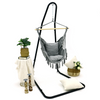 Chaise suspendue double grise en macram&eacute; Boho, balan&ccedil;oire faite &agrave; la main pour int&eacute;rieur et ext&eacute;rieur, patio, cour, jardin, porche, capacit&eacute; de 330 lb avec deux oreillers