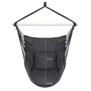 Cadeira suspensa de rede cinza escuro Cadeira de balan&ccedil;o Max 330Lbs, 2 almofadas, tamanho grande com bolso, barra espalhadora de a&ccedil;o, kits de ferragens e bolsa para ambientes internos e externos 